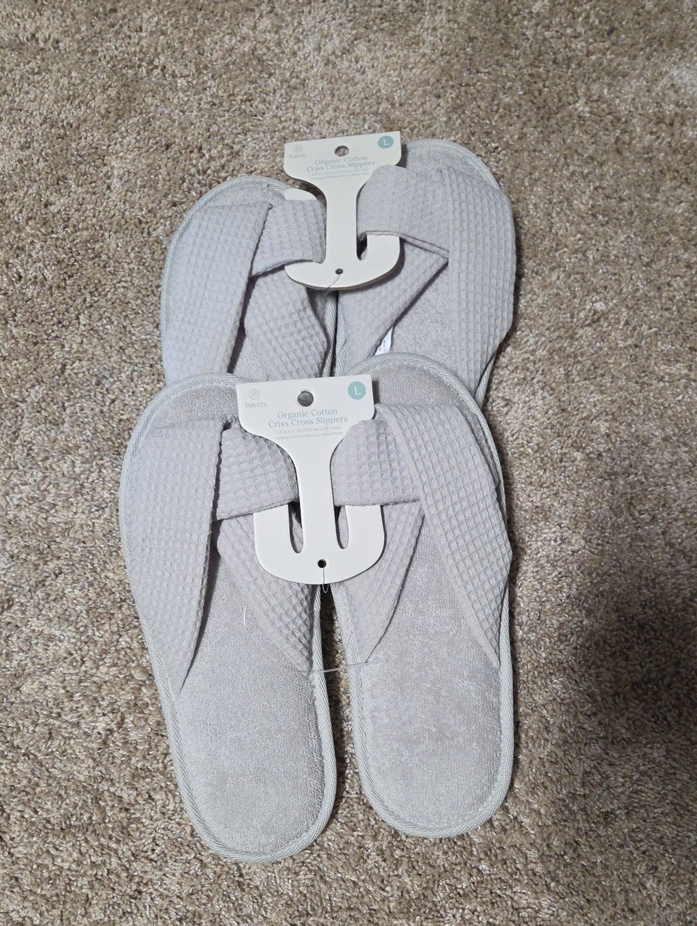 NWT (2) Organic cotton slippers, M